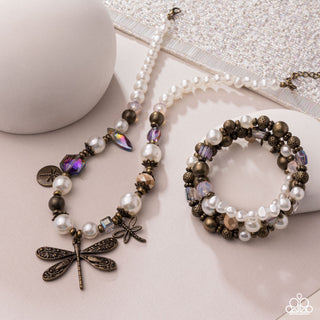 Complete Look - Dragonfly Delight Necklace & Devoted Dragonfly Bracelet - Brass Set
