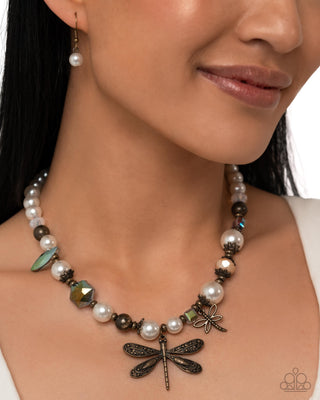 Complete Look - Dragonfly Delight Necklace & Devoted Dragonfly Bracelet - Brass Set