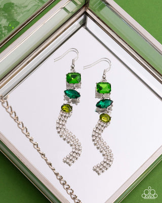 Mismatched Moment - Green - Paparazzi Fishhook Earrings