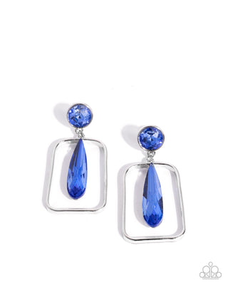 Future Framing - Blue - Silver Paparazzi Earrings