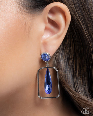 Future Framing - Blue - Silver Paparazzi Earrings