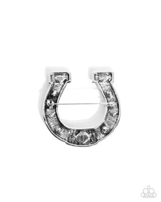 Horseshoe Horizon - Blue - Silver Horseshoe Brooch