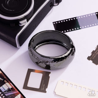 Hammered Hassle - Black - Gunmetal Paparazzi Hinge Bracelet