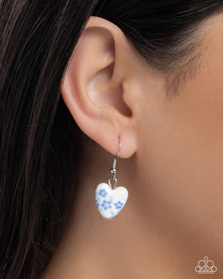 Painted Pact - Complete Look - Painted Ceramic Heart Set - Painted Poetry Necklace & Painted Proficiency Bracelet - Blue Set