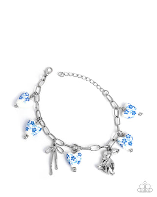 Painted Pact - Complete Look - Painted Ceramic Heart Set - Painted Poetry Necklace & Painted Proficiency Bracelet - Blue Set