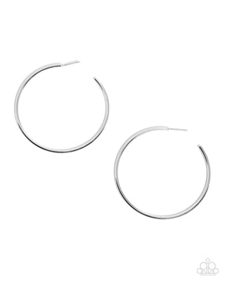 Simple Suit - Silver - High Sheen Paparazzi Hoop Earrings