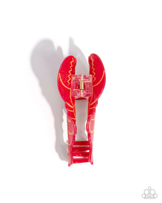 Lobster Leisure - Red - Acrylic Paparazzi Hair Claw Clip