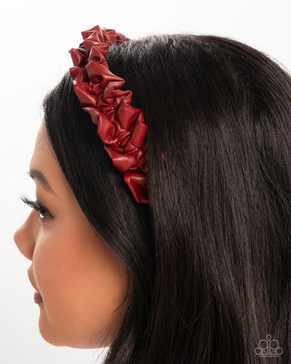 Ruffled Rebel - Red Leather - Headband