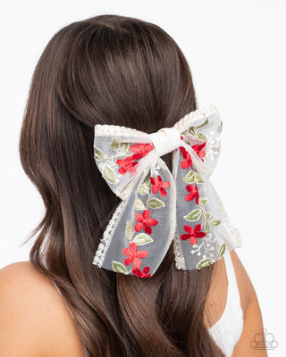Garden Guardian - Red - Floral Paparazzi Hair Bow