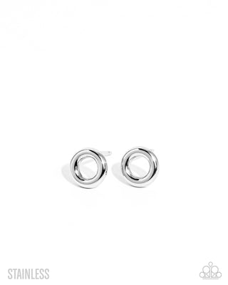 Round Table Radiance - Silver - Stainless Steel Ring Paparazzi Post Earrings