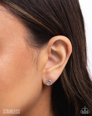 Round Table Radiance - Silver - Stainless Steel Ring Paparazzi Post Earrings