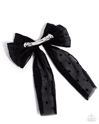 Here We BOW Again - Black - Polka Dot Oversized Paparazzi Hair Bow