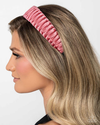 Woven Work - Pink - Velvet Paparazzi Headband