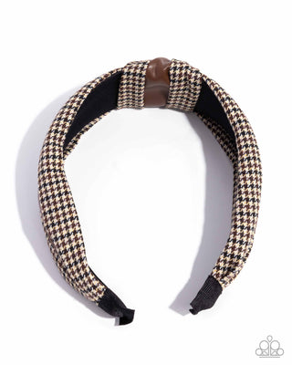 Houndstooth Haute - Brown - Leather Paparazzi Headband
