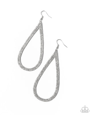 Traditional Twinkle - White - Silver Paparazzi Fishhook Earrings - December 2025 Life of the Party Exclusive
