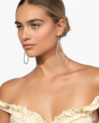Traditional Twinkle - White - Silver Paparazzi Fishhook Earrings - December 2025 Life of the Party Exclusive