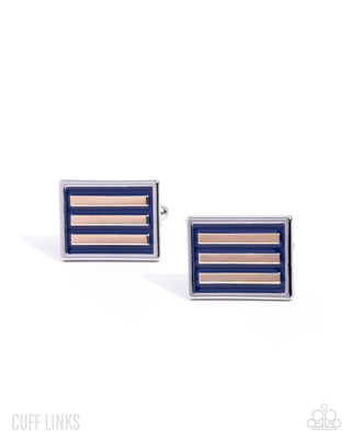 Striped Sensei - Blue - Paparazzi Cuff Links