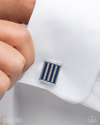 Striped Sensei - Blue - Paparazzi Cuff Links