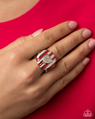 Striped Surprise - Multi - Heart Paparazzi Ring Earring Complete Look Set