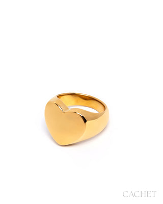 Amora - Size 6 - 18K Gold-Plated Heart Ring - CACHET by Paparazzi