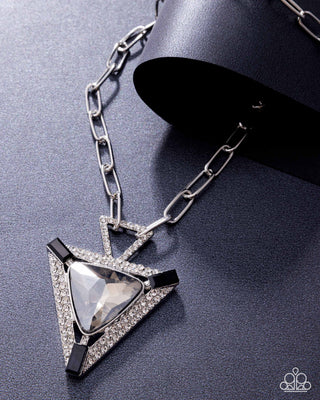 Triangular Trailblazer - Black - Paparazzi Silver Necklace