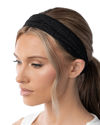 Eyelet Elegance - Black - Paparazzi Fabric Headband