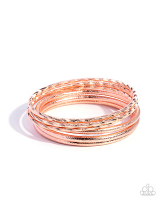 Dusted Delight - Copper - Textured Paparazzi Bangle Bracelet