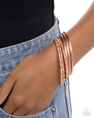 Dusted Delight - Copper - Textured Paparazzi Bangle Bracelet
