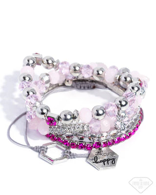 Happy As Can BEE - Pink Stretchy Bracelet Stack - Empire Diamond Exclusive