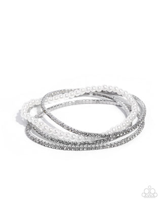 Wedding Ceremony - White - Pearl & Rhinestone Paparazzi Complete Look - 3 piece set