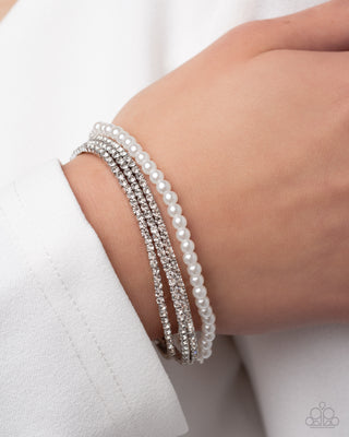 Wedding Ceremony - White - Pearl & Rhinestone Paparazzi Complete Look - 3 piece set
