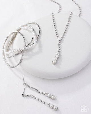 Wedding Ceremony - White - Pearl & Rhinestone Paparazzi Complete Look - 3 piece set