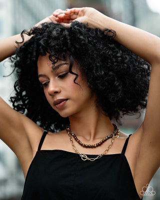 Compassionate Chic - Brown - Gold Paparazzi Tiered Necklace
