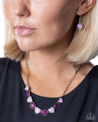 Unrequited Affection - Purple - Hearts Paparazzi Silver Necklace