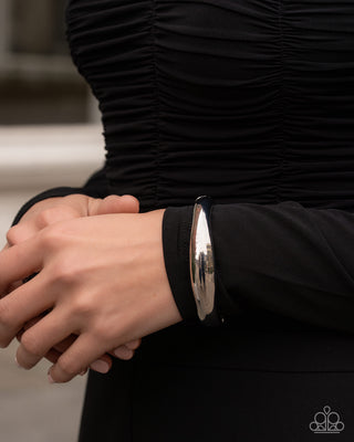 Stackable Sheen - Silver - Paparazzi Hinge Bracelet