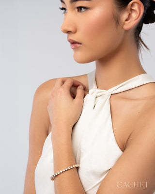 Celeste - 18K Gold-Plated & Cubic Zirconia Coil Bracelet - CACHET by Paparazzi