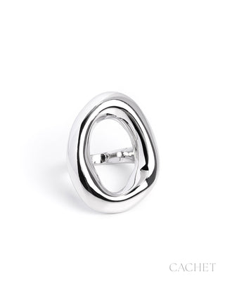 Whirl  - Size 8 - Rhodium-Plated Statement Ring - CACHET by Paparazzi
