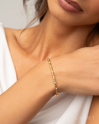 Soyeux - 18K Gold-Plated & Elevated Rhinestone Hinge Bracelet - CACHET by Paparazzi