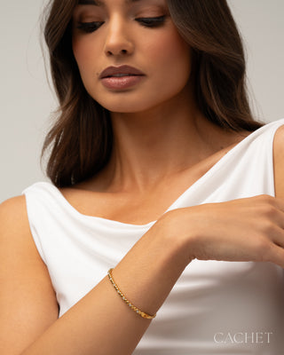 Soyeux - 18K Gold-Plated & Elevated Rhinestone Hinge Bracelet - CACHET by Paparazzi
