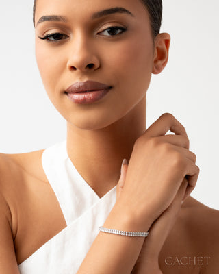 Clarity - Rhodium-Plated Cubic Zirconia 7" Bracelet - CACHET by Paparazzi