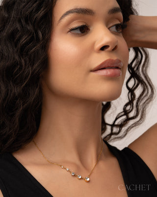 Dorelle - 18K Gold-Plated & Elevated Rhinestone Necklace - CACHET by Paparazzi