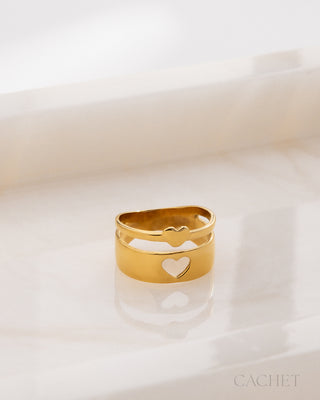 Âme Soeur - Size 8 - 18K Gold-Plated - Heart Cutout Ring - CACHET by Paparazzi