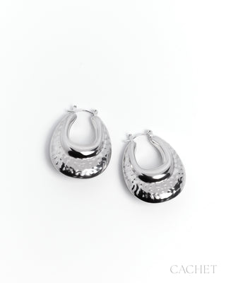 Intrepide - Rhodium-Plated Latch-Back Hoop Earrings - CACHET by Paparazzi