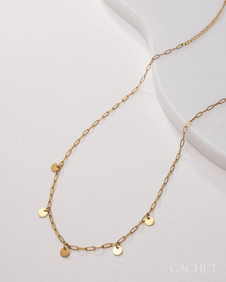 Décontracté - 18K Gold-Plated Disc Necklace - CACHET by Paparazzi