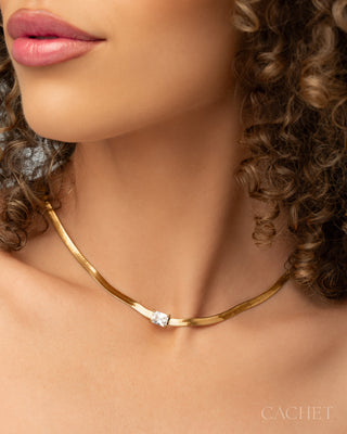 Intitulé - 18K Gold-Plated & Cubic Zirconia Necklace - CACHET by Paparazzi