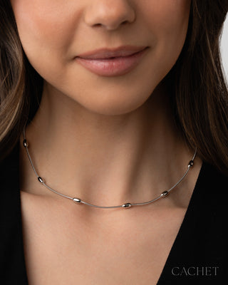 Exceptionnelle - Rhodium-Plated Beaded Necklace - CACHET by Paparazzi