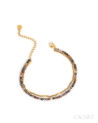Ravissante - 18K Gold-Plated & Faceted Pietersite Stone Bracelet - CACHET by Paparazzi