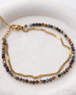 Ravissante - 18K Gold-Plated & Faceted Pietersite Stone Bracelet - CACHET by Paparazzi