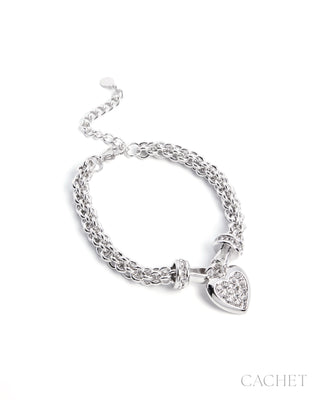 Familière - Rhodium-Plated Heart Bracelet - CACHET by Paparazzi