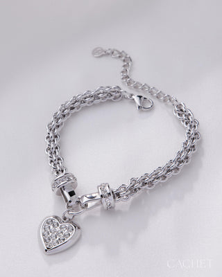 Familière - Rhodium-Plated Heart Bracelet - CACHET by Paparazzi